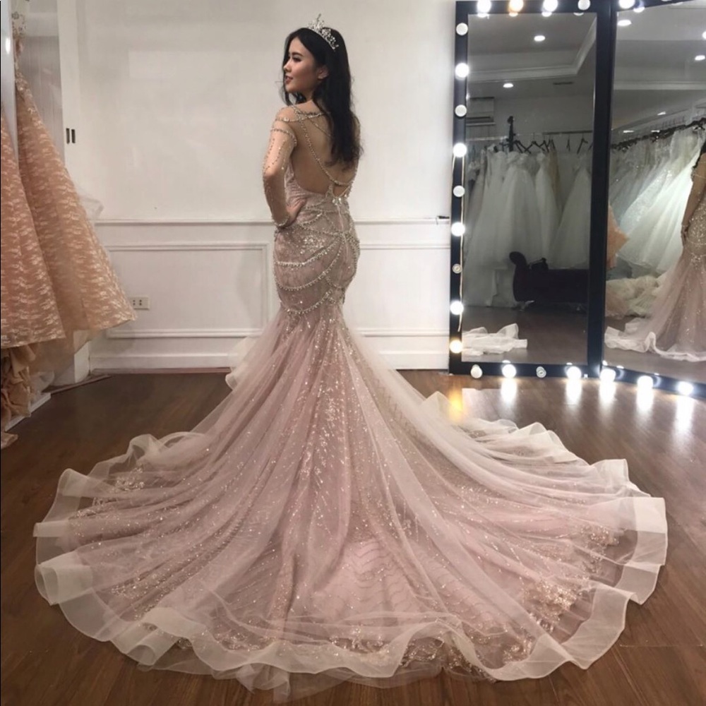 Long Sleeve Luxury Wedding Reception Gown - Picture 3 of 9